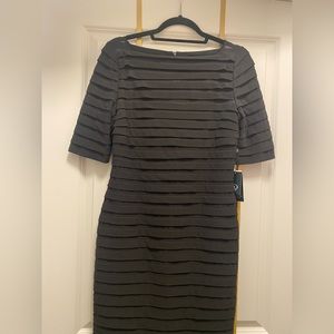 Adrianna Papell Partial Tuck black dress